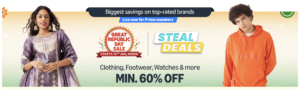 Read more about the article Steal the Show with Amazon’s Great Republic Day Sale – Unmissable Deals on Clothing, Footwear, Watches & More!